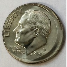 UNITED STATES OF AMERICA 2004D . ONE 1 DIME COIN . ERROR . MIS-STRIKE 